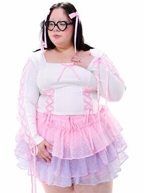 EUC 3X-4X My Violet Cotton Candy Ruffle Skort In Pink Sunset RARE